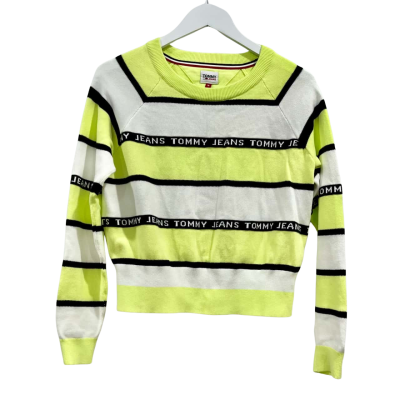Tommy Hilfiger Yellow Black White Stripe Pullover Size M