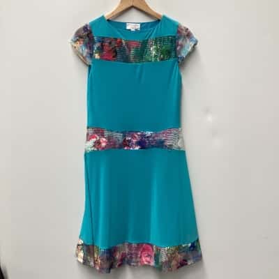Studibaker Womens Dress Size 10 Floral / Turquoise 