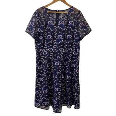 Jacqui-E Womens  Size 18 Floral Dress Navy Blue / Pink  