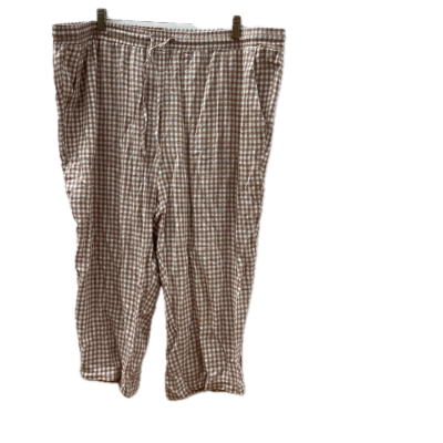 GRAE LINEN Womens Pants Size 22 Brown / White 