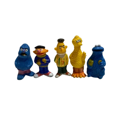 Vintage Sesame Street Squeaky Toy Figure Set