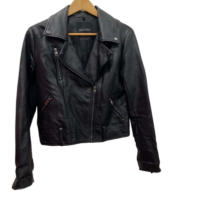 Decjuba Womens PU Black Biker Jacket Size 10 