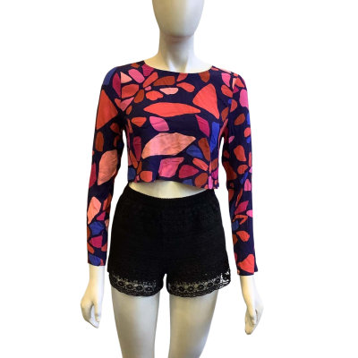 BNWT Mister Zimi Women's Size 10 Long Sleeved Crop Top Multicoloured 