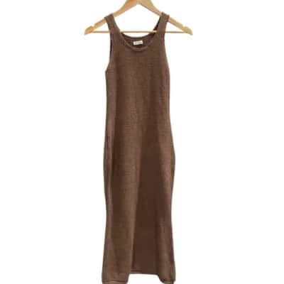 Ghanda Womens Casual Dress Brown Sz M