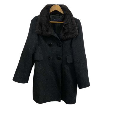 French Connection Womens  Size 6 Double Breasted Trench Coat Black