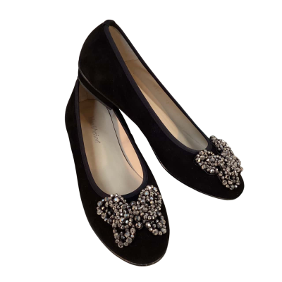 Blue Illusion Womens Size 39 Suede Leather Ballet Flats Black  