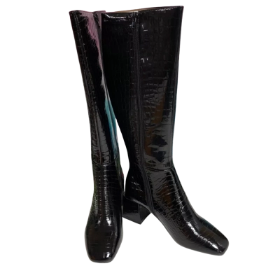 Womens Therapy Black Patten Boots Size 8 Croc Leather