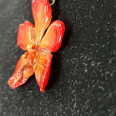 Orchid Pendant On Black Cord - Real Flower Coated In Resin