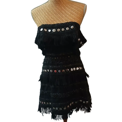 Thurley Womens  Size 10 Cocktail off The Shoulder Dress Black  / Silver 