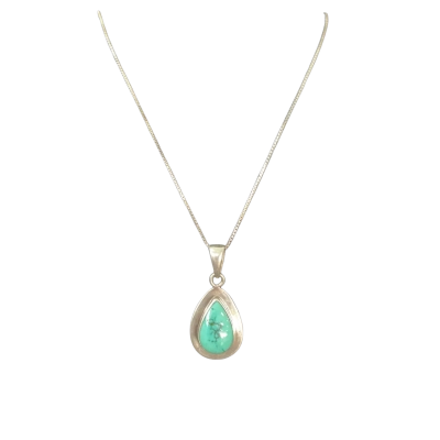  Charles Albert Sterling Silver Necklace with Turquoise pendant Silver / Turquoise - made in Mexico 