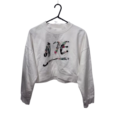 Aje White Cropped Jumper Size M