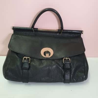 Vintage Oroton Women's Black Leather Satchel Bag