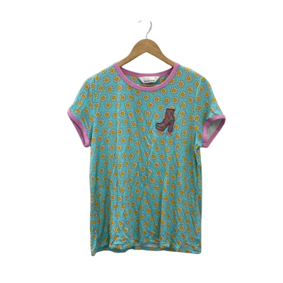 Peter Alexander Womens  Size M Blue Daisy Short Sleeved Pajama Top
