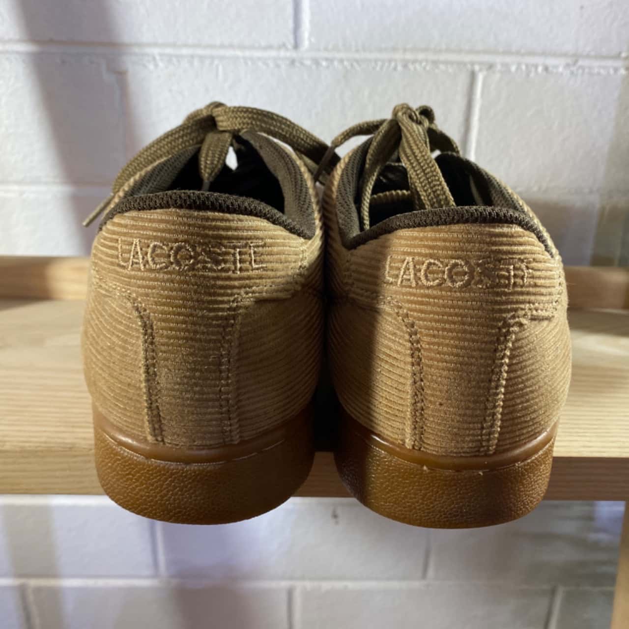 Lacoste Mens Corduroy Sneakers Size 9 Brown (s)