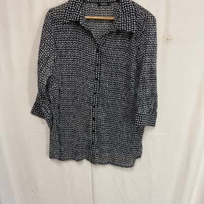 Moda Women Shirt Size 16 3/4 Sleeve Black and  White 