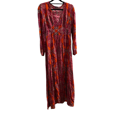 Mister Zimi Womens  Size 8 Maxi Dress Multicoloured With Long Leg Split on Left Leg Vintage Look