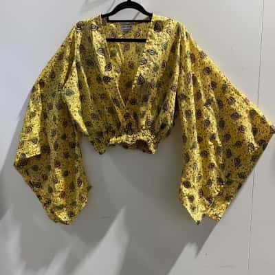 Tree of Life Womens Shirt Size M Multicoloured / Mustard / Pattern 