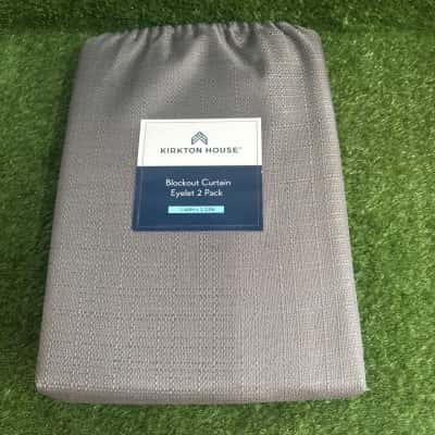 Kirkton House Grey Blockout Curtain Eyelet 2 Pack Size 1.40M x 2.23M