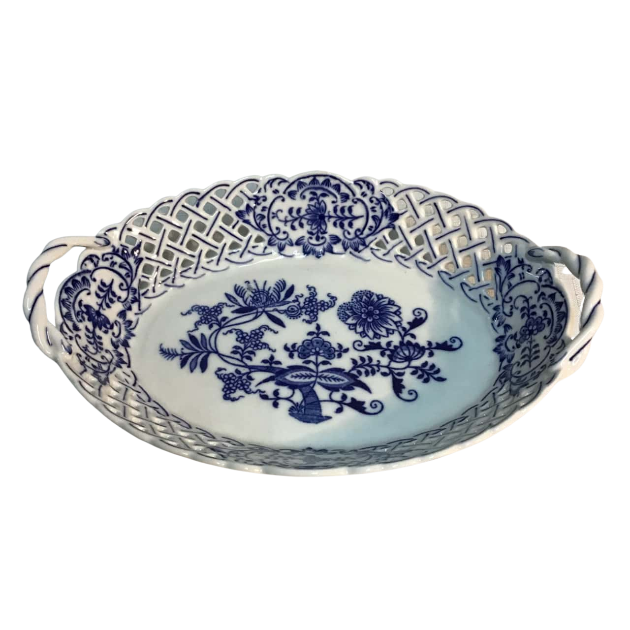 Blue Onion Bowl with Handles Zwiebelmuster Bohemia
