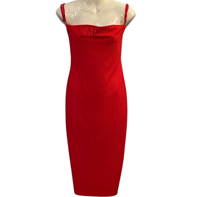 Derma Department Womens Size 10 Bodycon/Midi/Shoestring Strap Dress Red 