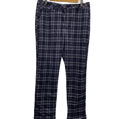 Glassons Size 14 Ankle Length / Straight Leg Pants Navy Blue/ Checked RRP $39.99