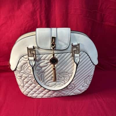 Ameise Women's Handbag  with a Quilted & Embroidered Style White 