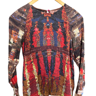 Romance Was Born Size 6/ 8 Long Sleeve Silk Top