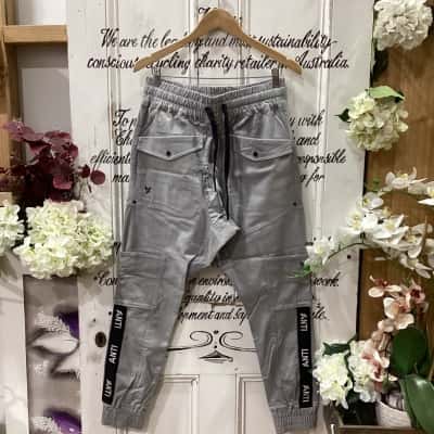 THE ANTI-ORDER BRAND! HIGH-END STREET WEAR LABEL! TRENDY DROP CROTCH PANT!  Mens  Size M Cargo Pants / Sweatpants Grey 