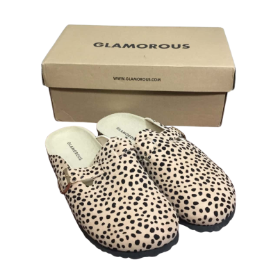 Glamorous Womens  Size 10 Khaki Animal print mules. Rubber/Polyester