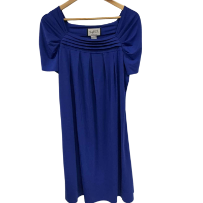  Mary McFadden collection purple polyester dress, Size XL 