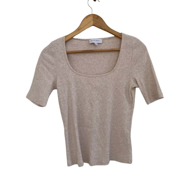 Witchery Womens  Size M Short Sleeve Top Beige 