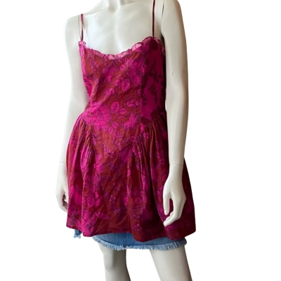 Hansen & Gretel Womens  Size L Babydoll Dress Brown / Floral / Pink  