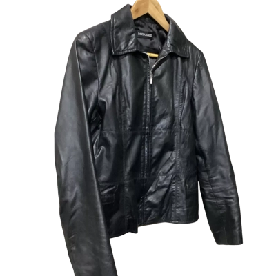 David Jones Womens  Size S Leather Jacket Black  