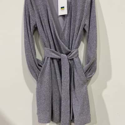 Sportsgirl Womens  Size 8 Long Sleeve Dress Silver RRP$119.85