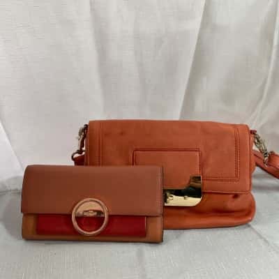 Mimco Womens Purse Coral & Oxford coral bag bundle