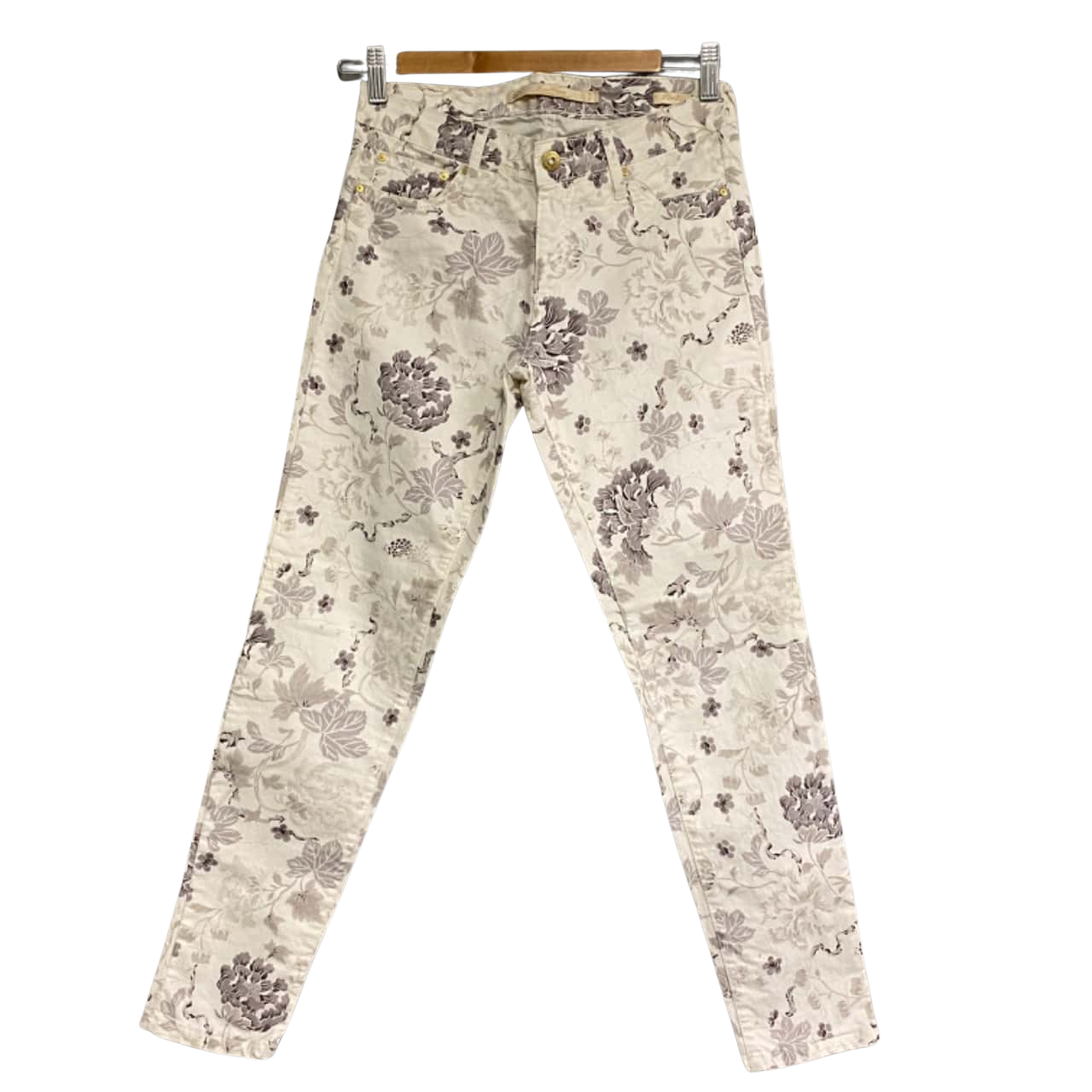 Zara Premium Denim Wear Collection Womens Size 36 / 8 Slim Fit Floral