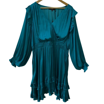 Basque Size 18 Long Sleeve Teal Dress