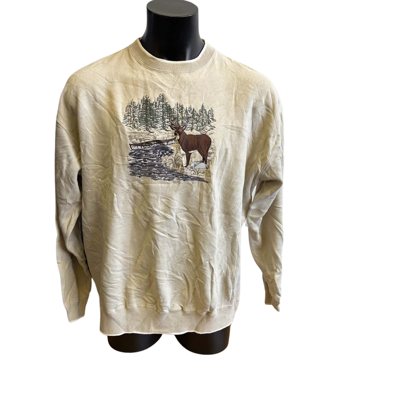 Croft u0026 Barrow Men's Size US XL Deer Print Crew Neck Sweatshirt Beige (s)
