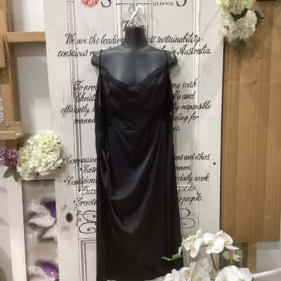 CIDER BRAND! BNWT LINGERIE STYLE LITTLE BLACK DRESS! Womens  Size XXXL Midi Dress / Shoestring Strap Dress Black  