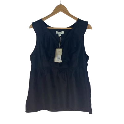 Country Road - Black Sleeveless Ruffle Top (Size L)
