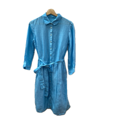 120% Lino Womens Dress Size 0 Blue 