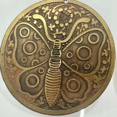 BOHO Large Brass Etched Butterfly Design Earrings 