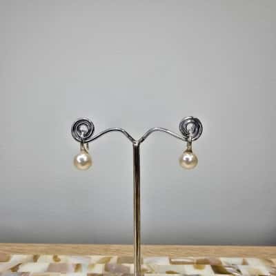 Sterling Silver 925 Faux Pearl Drop Earrings