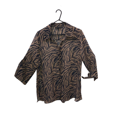 Paula Ryan Sheer Animal Print Top Size L