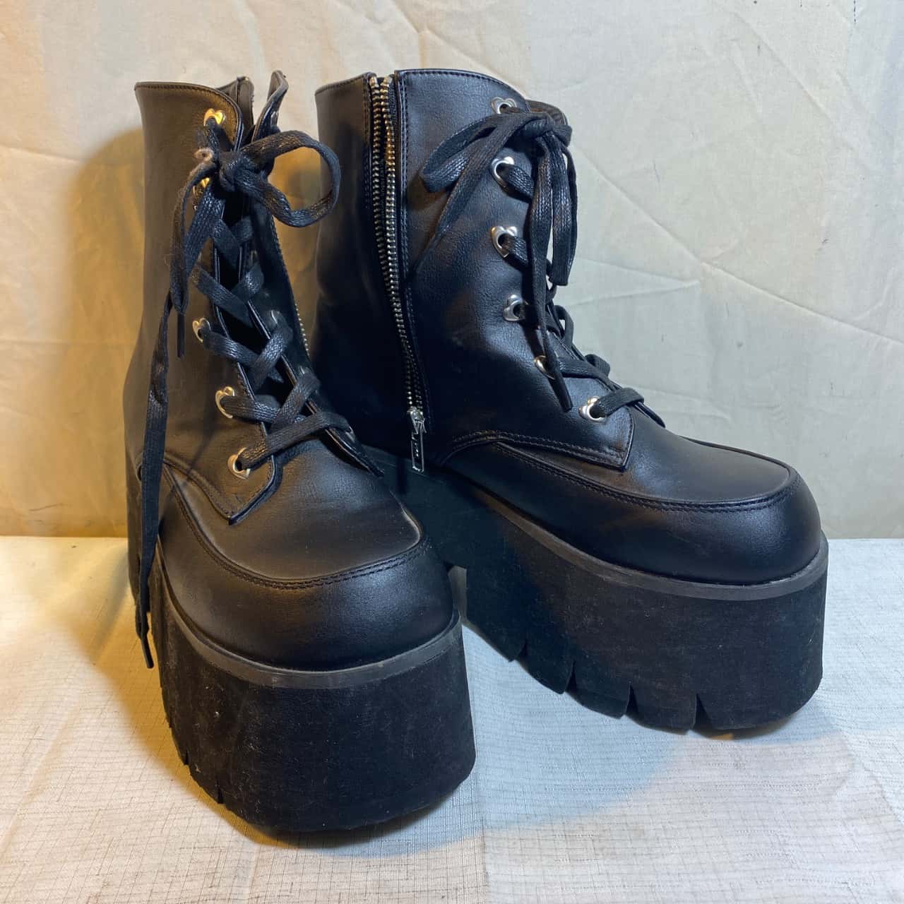 Women's Size 10 Demonia Ashes-57 Black Vegan Leather Cuff Platform ...