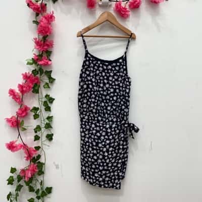 Decjuba Kids Trixie Wrap Playsuit Size 12 Navy Blue / White Daisy