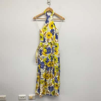 Alice McCall Yellow Blue Floral Dream Love Midi Dress  Size 4 