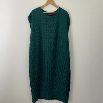 Alpha60 Womens  Size S Pleated Box Shift Dress - Bottle Green 