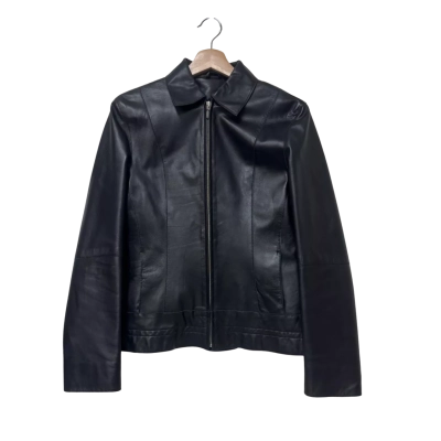 Calenzano Size 12 Leather Jacket Black  