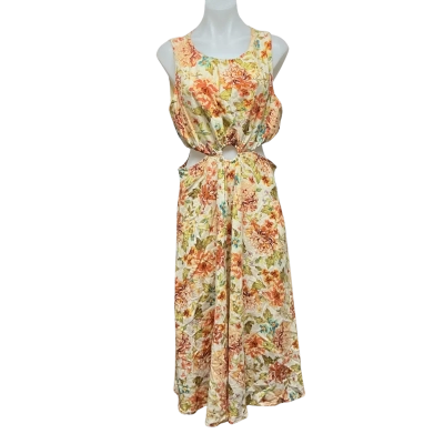 Edit by White Closet Womens 100% Linen/ Cotton Blend Size 12 Midi Dress Floral / Multicoloured / Pattern 